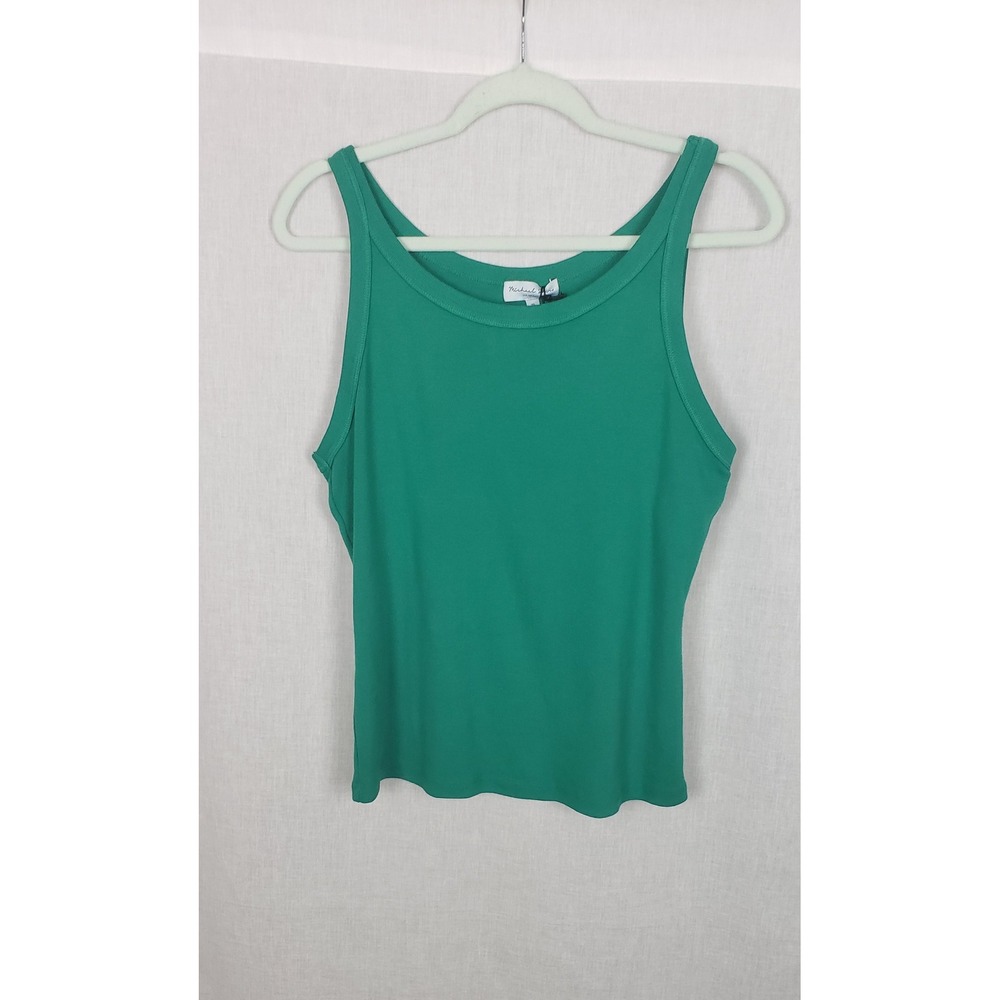 Michael‎ Stars Cassie Thin Binded Tank Top Kelly Green Cotton XL Casual Summer